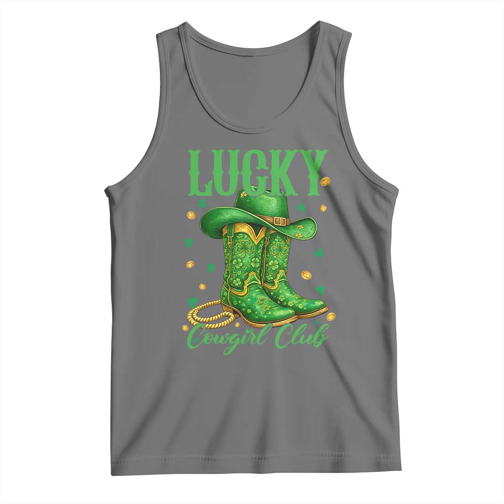 Lucky Cowgirl Club Tank Top Western Irish Cowboy St Patrick Day TS14 Black Heather Print Your Wear