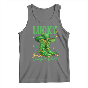 Lucky Cowgirl Club Tank Top Western Irish Cowboy St Patrick Day TS14 Black Heather Print Your Wear