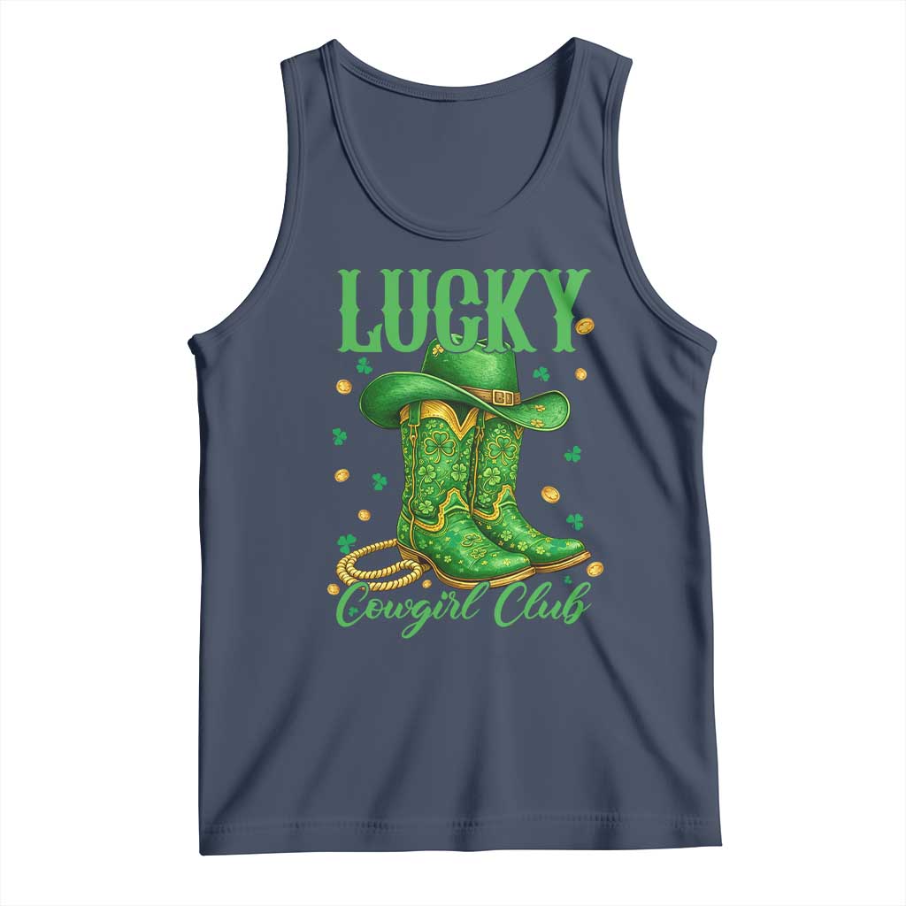 Lucky Cowgirl Club Tank Top Western Irish Cowboy St Patrick Day TS14 Navy Print Your Wear