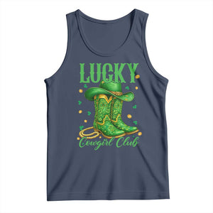 Lucky Cowgirl Club Tank Top Western Irish Cowboy St Patrick Day TS14 Navy Print Your Wear