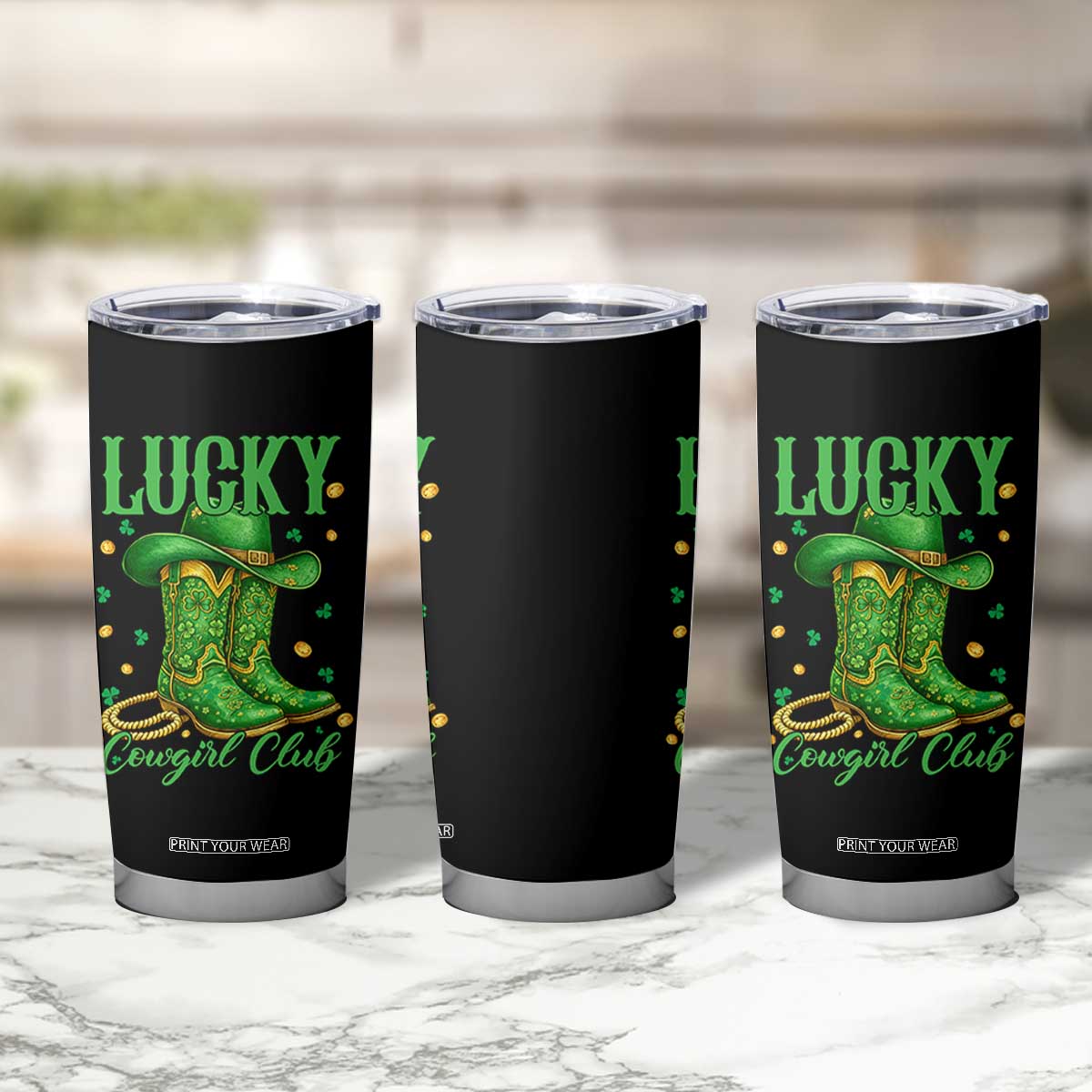 Lucky Cowgirl Club Tumbler Cup Western Irish Cowboy St Patrick Day TS14 Print Your Wear