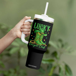 Lucky Cowgirl Club Tumbler With Handle Western Irish Cowboy St Patrick Day TS14 Print Your Wear