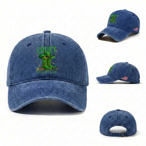Lucky Cowgirl Club Washed Cotton Baseball Cap Western Irish Cowboy St Patrick Day TS14 Washed Cap Universal Fit Royal Blue Print Your Wear