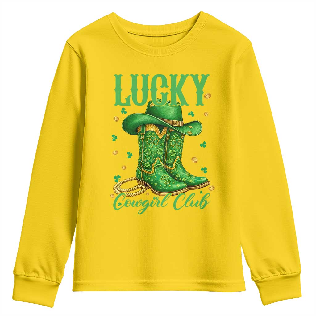 Lucky Cowgirl Club Youth Sweatshirt Western Irish Cowboy St Patrick Day TS14 Daisy Print Your Wear