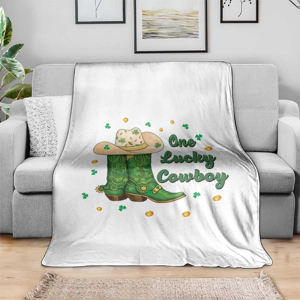 One Lucky Cowboy Throw Blanket Western Irish Cowboy St Patrick Day TS14 Print Your Wear