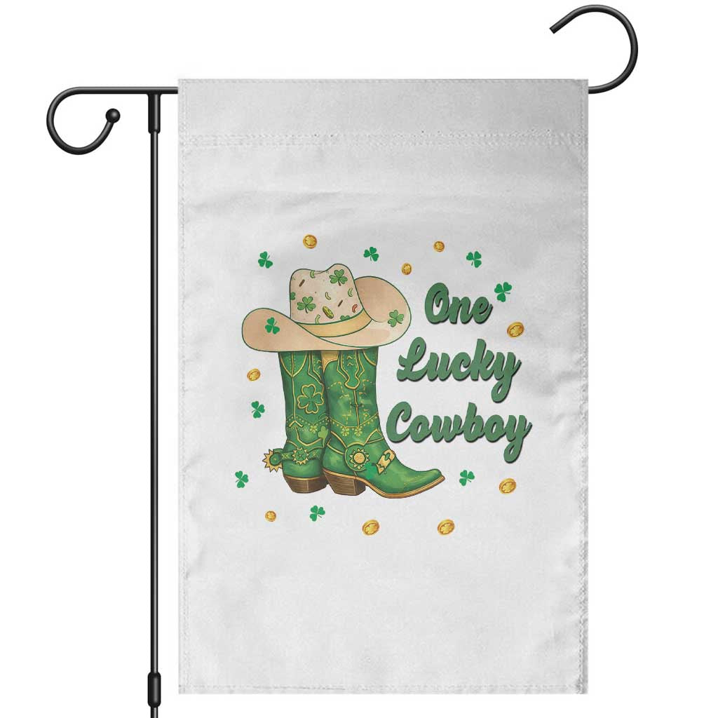 One Lucky Cowboy Garden Flag Western Irish Cowboy St Patrick Day TS14 White Print Your Wear