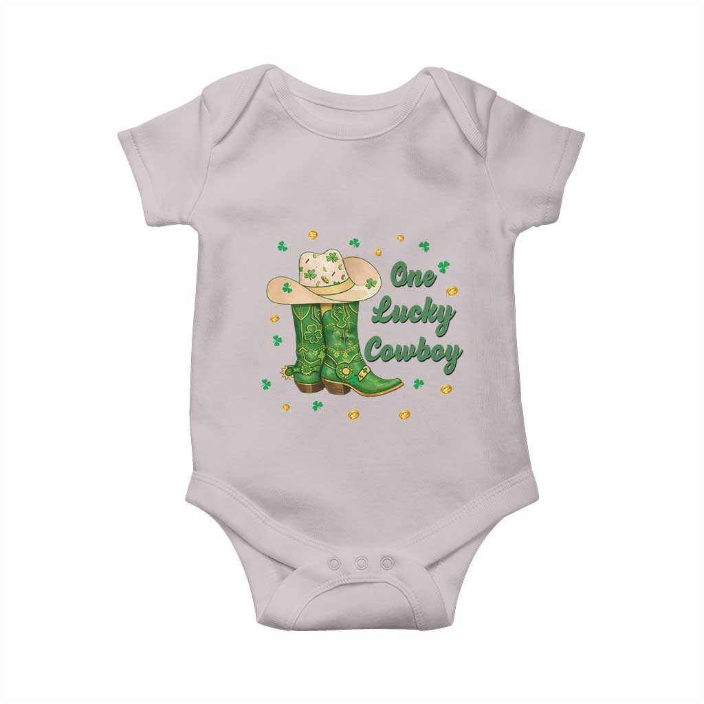 One Lucky Cowboy Baby Onesie Western Irish Cowboy St Patrick Day TS14 Ice Gray Print Your Wear