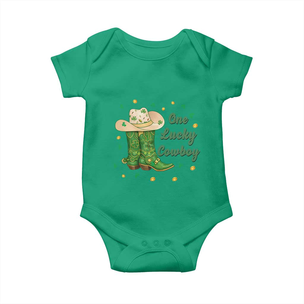 One Lucky Cowboy Baby Onesie Western Irish Cowboy St Patrick Day TS14 Irish Green Print Your Wear