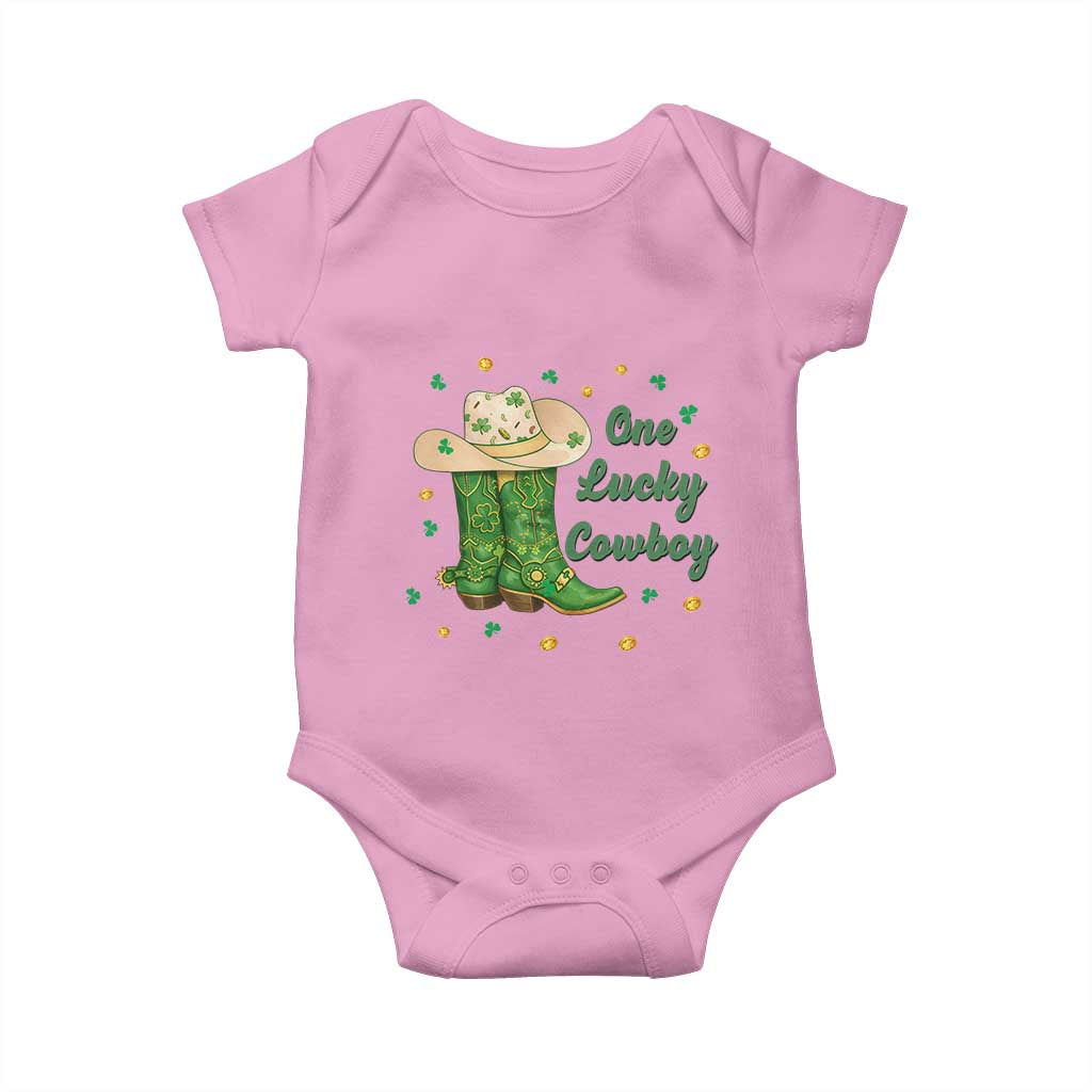 One Lucky Cowboy Baby Onesie Western Irish Cowboy St Patrick Day TS14 Light Pink Print Your Wear