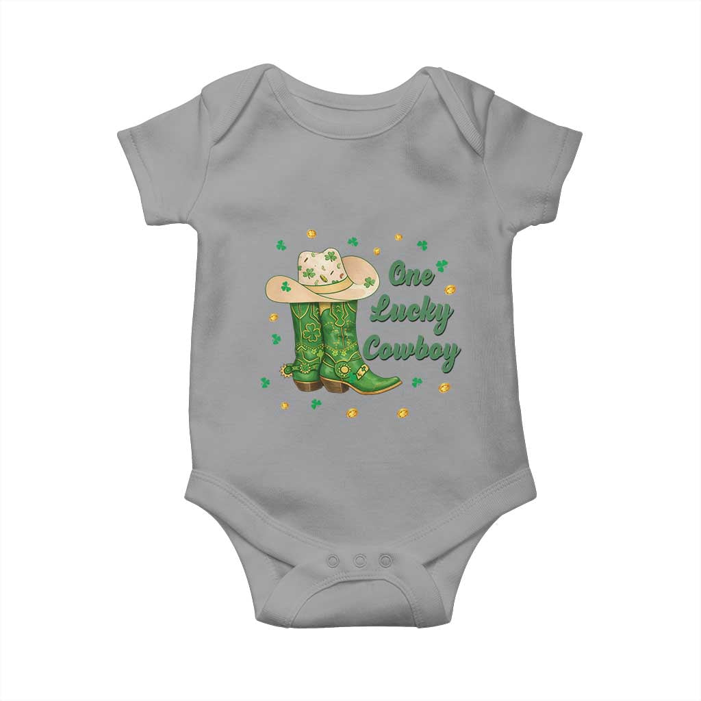 One Lucky Cowboy Baby Onesie Western Irish Cowboy St Patrick Day TS14 Sport Gray Print Your Wear