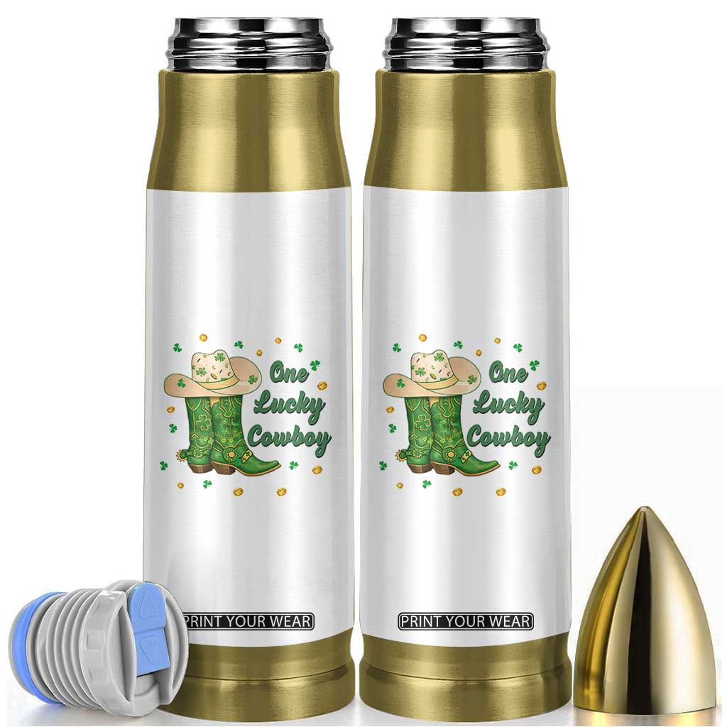 One Lucky Cowboy Bullet Tumbler Western Irish Cowboy St Patrick Day TS14 White Print Your Wear