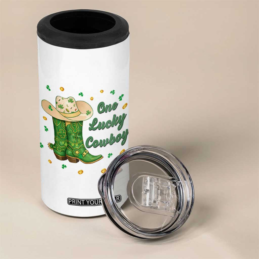 One Lucky Cowboy 4 in 1 Can Cooler Tumbler Western Irish Cowboy St Patrick Day TS14 Print Your Wear