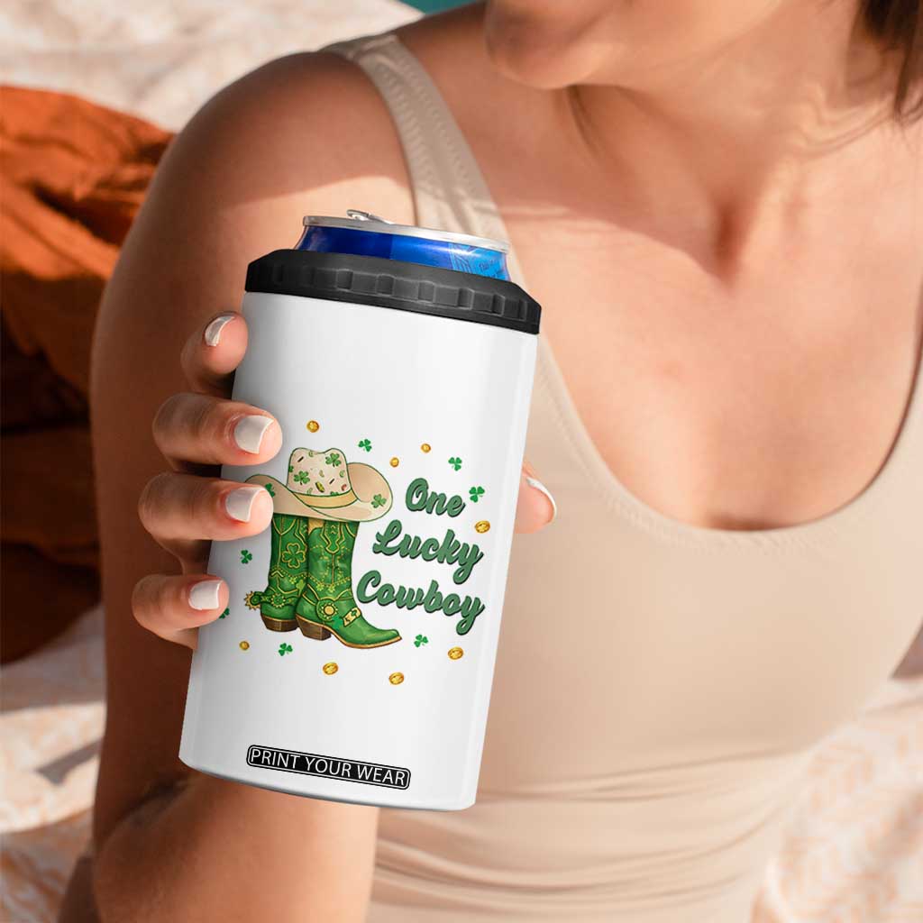 One Lucky Cowboy 4 in 1 Can Cooler Tumbler Western Irish Cowboy St Patrick Day TS14 Print Your Wear