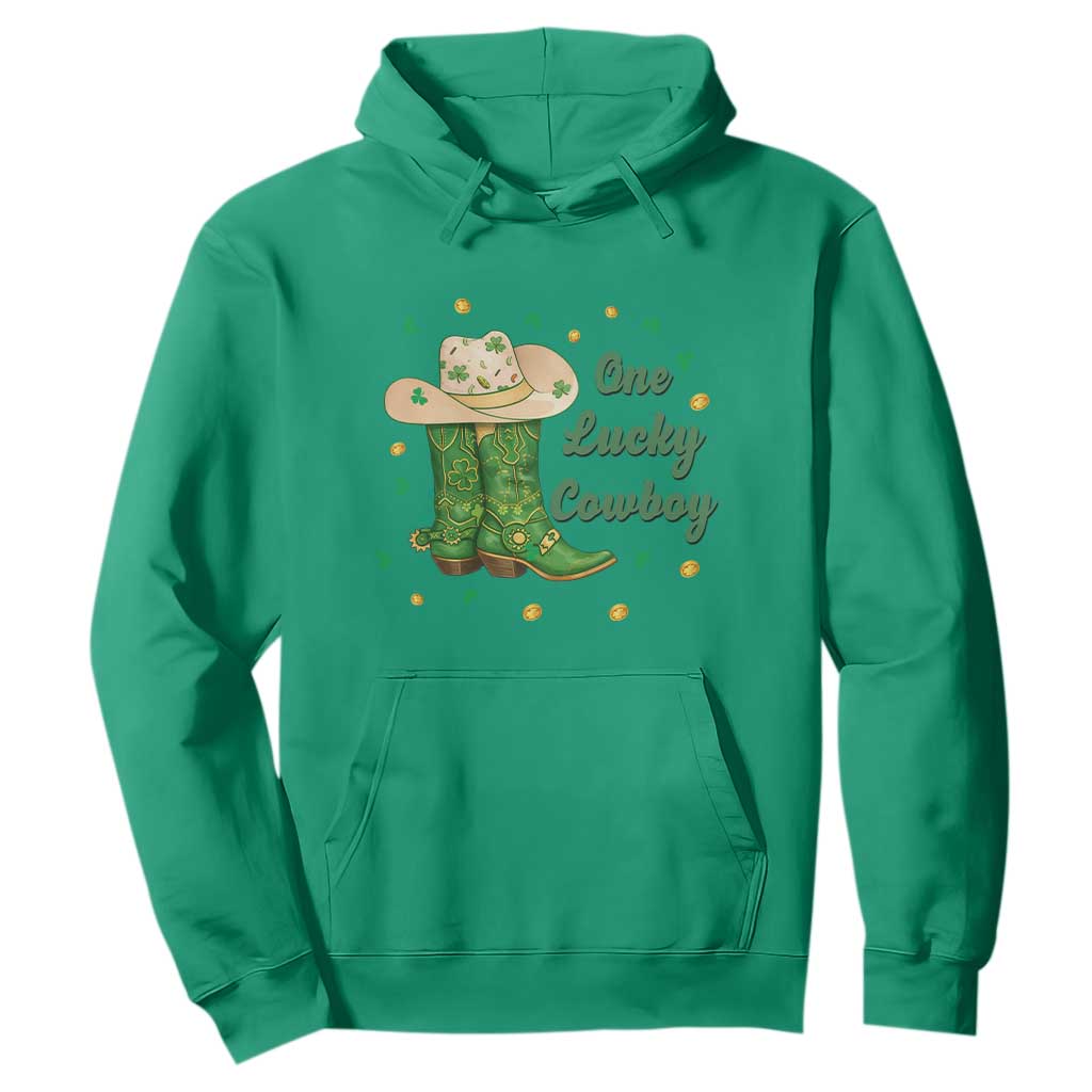 One Lucky Cowboy Hoodie Western Irish Cowboy St Patrick Day TS14 Irish Green Print Your Wear