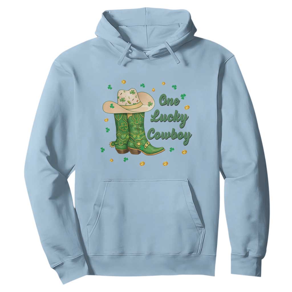 One Lucky Cowboy Hoodie Western Irish Cowboy St Patrick Day TS14 Light Blue Print Your Wear