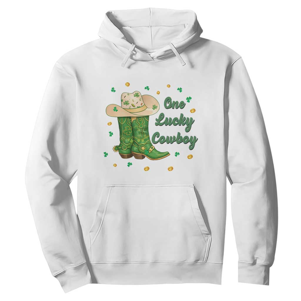 One Lucky Cowboy Hoodie Western Irish Cowboy St Patrick Day TS14 White Print Your Wear