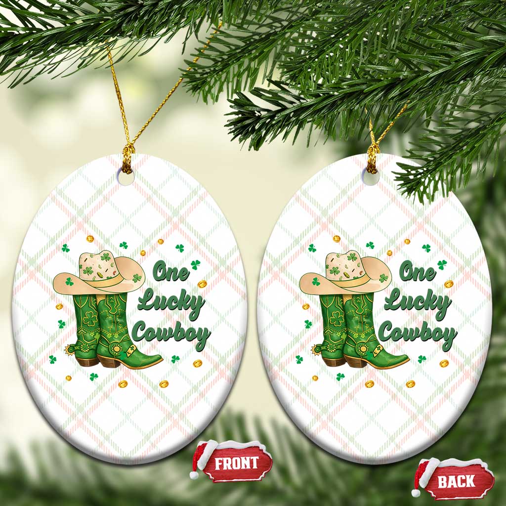 One Lucky Cowboy Ceramic Ornament Western Irish Cowboy St Patrick Day TS14 Print Your Wear