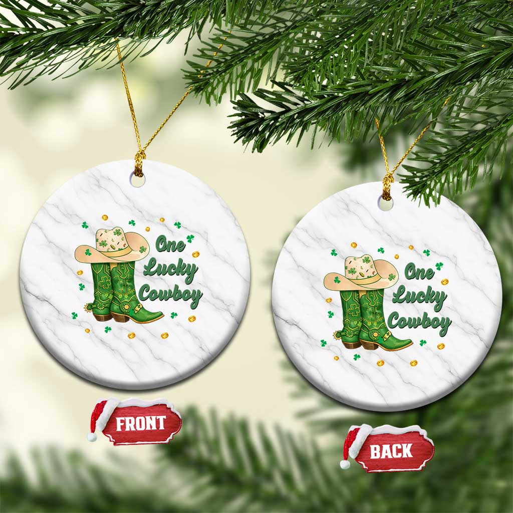 One Lucky Cowboy Ceramic Ornament Western Irish Cowboy St Patrick Day TS14 1pc White Marble Print Your Wear