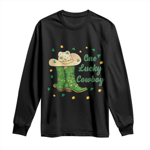 One Lucky Cowboy Long Sleeve Shirt Western Irish Cowboy St Patrick Day TS14 Black Print Your Wear