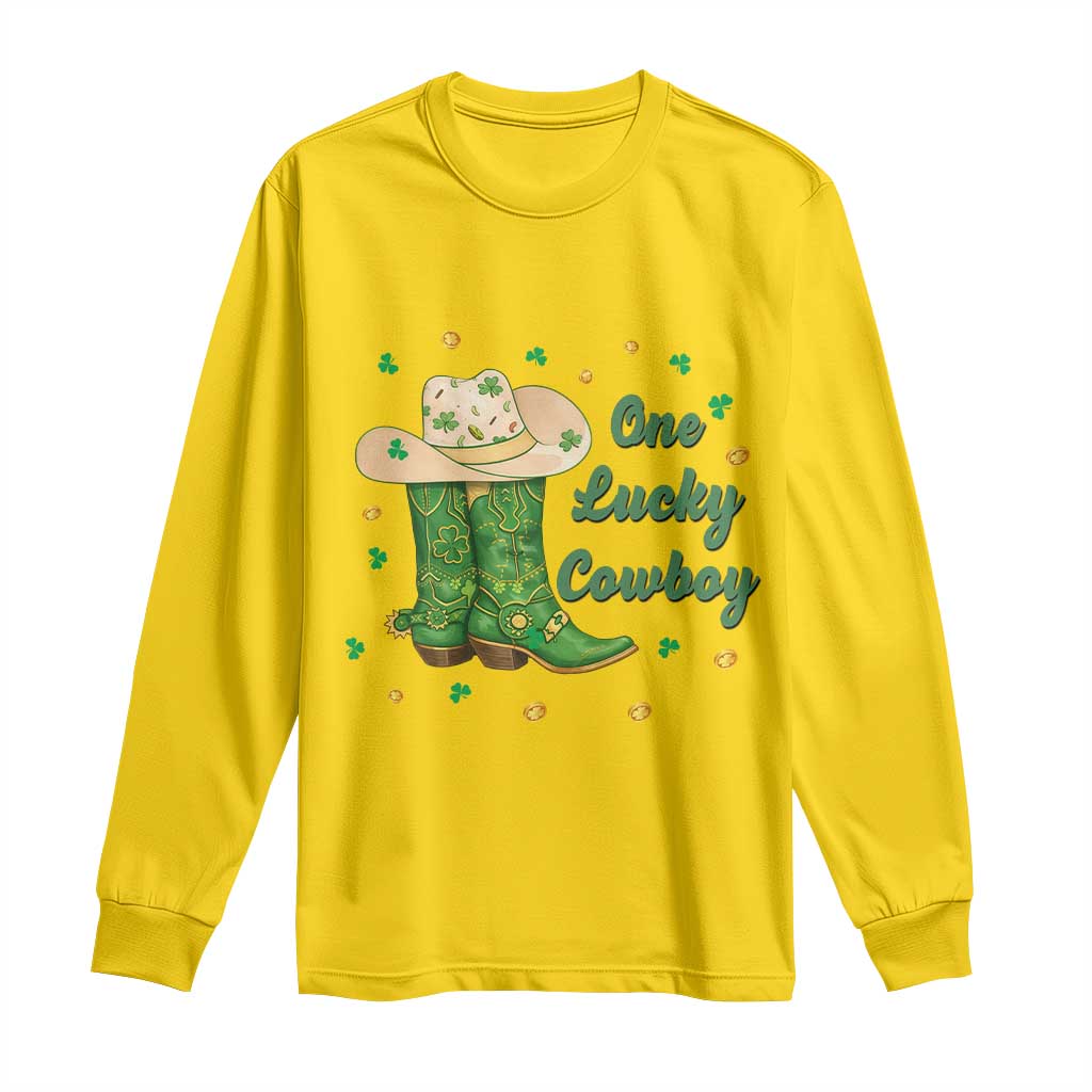 One Lucky Cowboy Long Sleeve Shirt Western Irish Cowboy St Patrick Day TS14 Daisy Print Your Wear