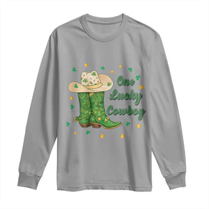 One Lucky Cowboy Long Sleeve Shirt Western Irish Cowboy St Patrick Day TS14 Sport Gray Print Your Wear