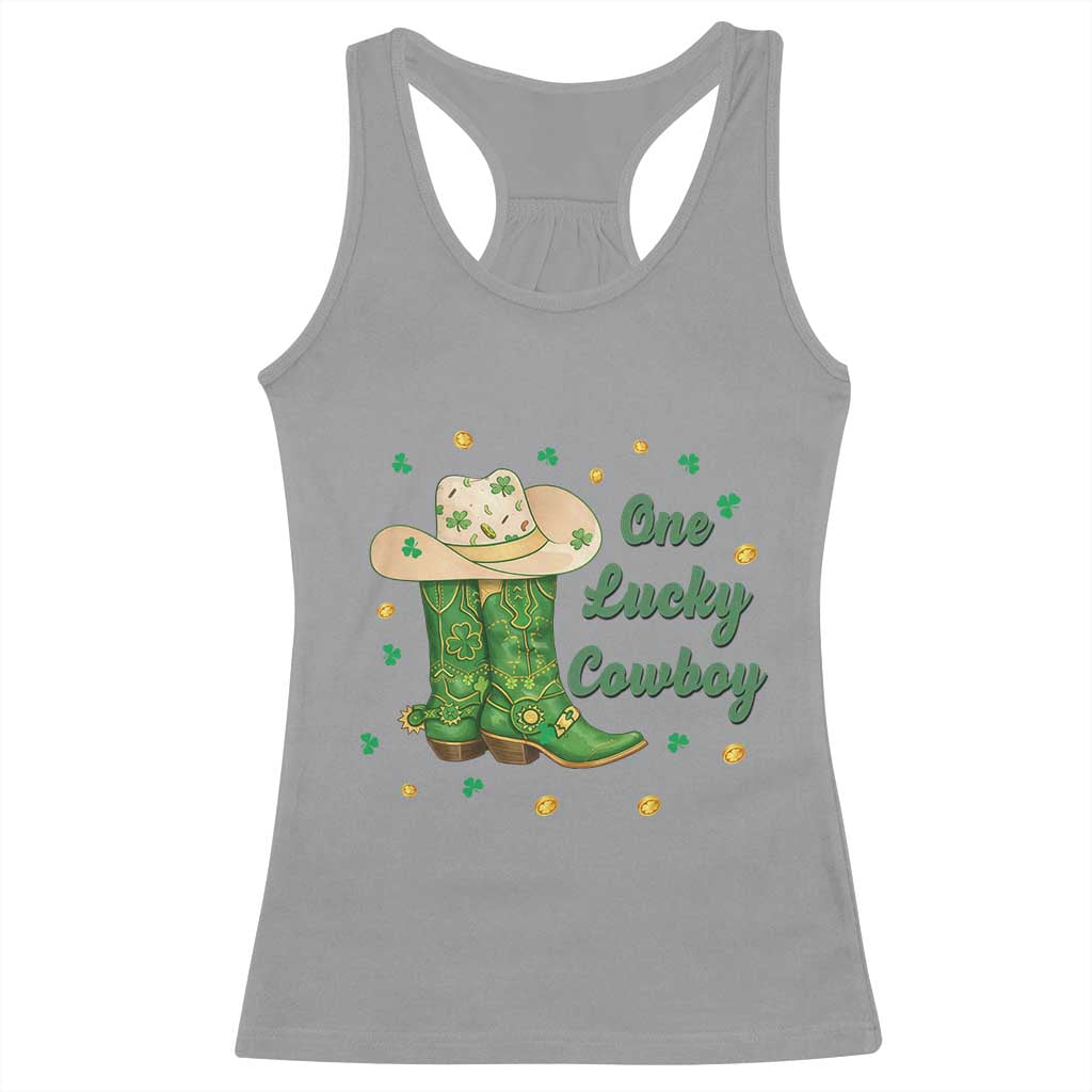 One Lucky Cowboy Racerback Tank Top Western Irish Cowboy St Patrick Day TS14 Sport Gray Print Your Wear