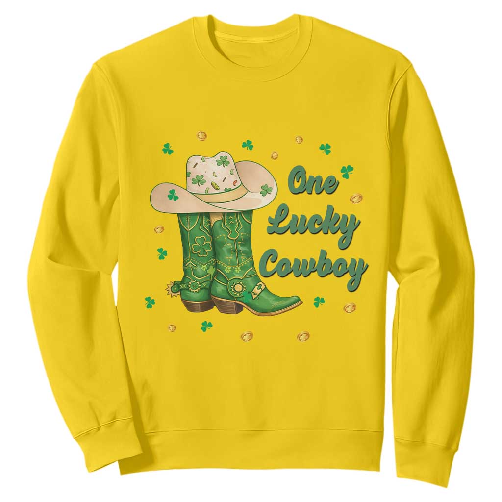 One Lucky Cowboy Sweatshirt Western Irish Cowboy St Patrick Day TS14 Daisy Print Your Wear