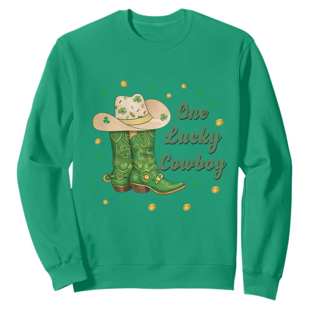 One Lucky Cowboy Sweatshirt Western Irish Cowboy St Patrick Day TS14 Irish Green Print Your Wear