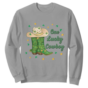 One Lucky Cowboy Sweatshirt Western Irish Cowboy St Patrick Day TS14 Sport Gray Print Your Wear
