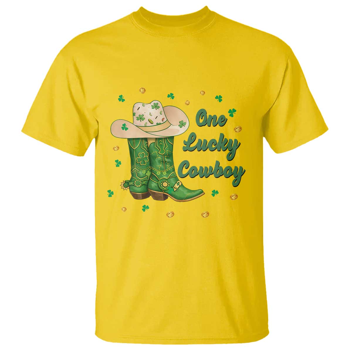 One Lucky Cowboy T Shirt - Western Irish Cowboy - St Patrick Day TS14 Daisy Print Your Wear