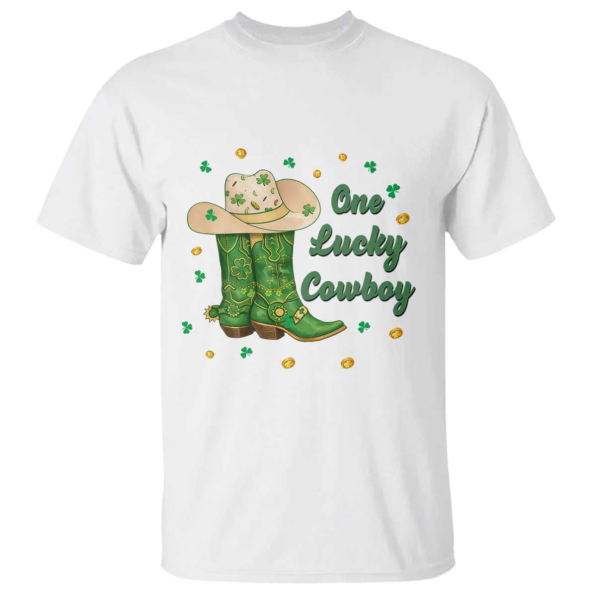 One Lucky Cowboy T Shirt Western Irish Cowboy St Patrick Day TS14 White Print Your Wear