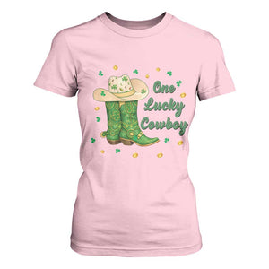 One Lucky Cowboy T Shirt For Women Western Irish Cowboy St Patrick Day TS14 Light Pink Print Your Wear