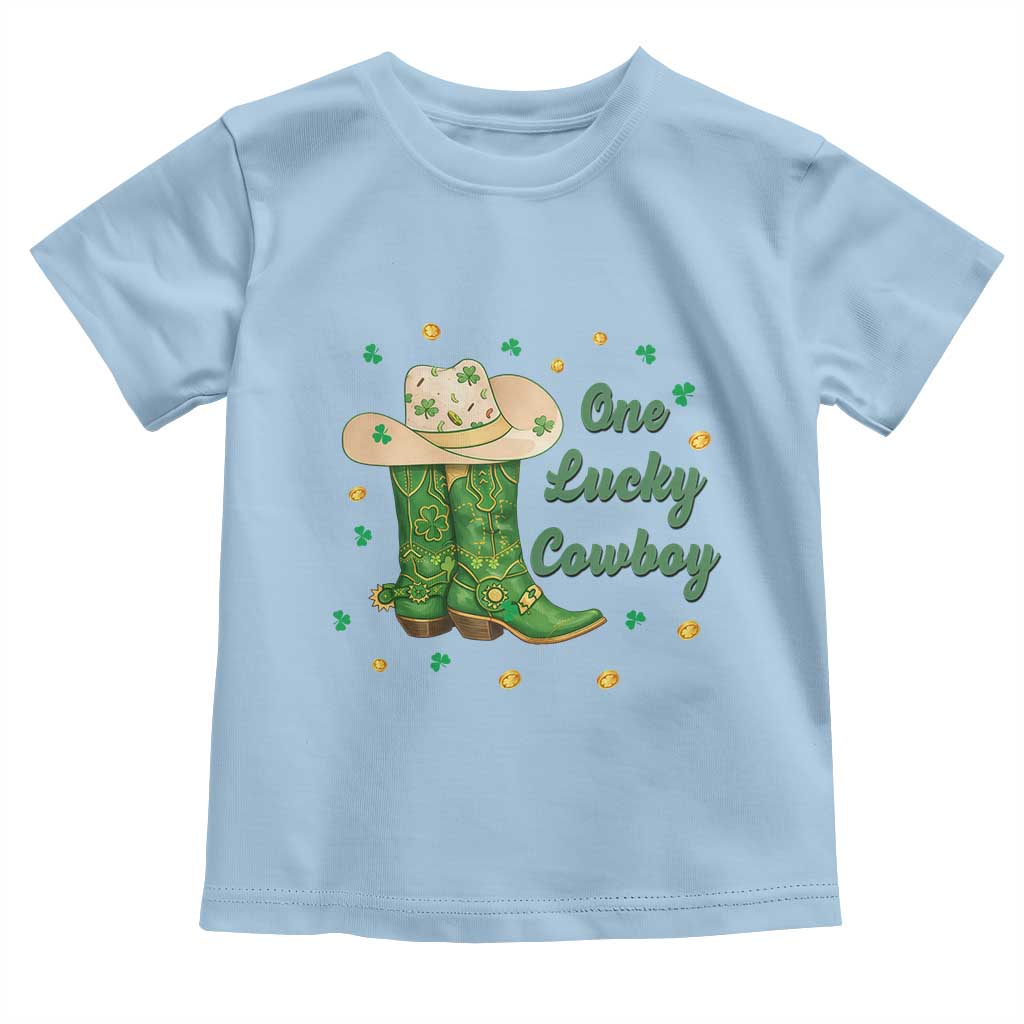One Lucky Cowboy Toddler T Shirt Western Irish Cowboy St Patrick Day TS14 Light Blue Print Your Wear