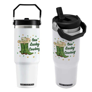 One Lucky Cowboy Flip Straw Tumbler Western Irish Cowboy St Patrick Day TS14 One Size: 30 oz White Print Your Wear
