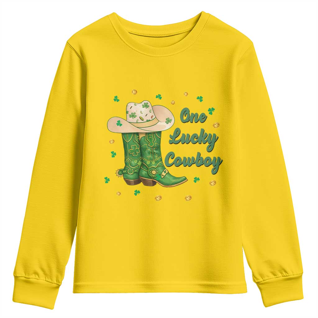 One Lucky Cowboy Youth Sweatshirt Western Irish Cowboy St Patrick Day TS14 Daisy Print Your Wear