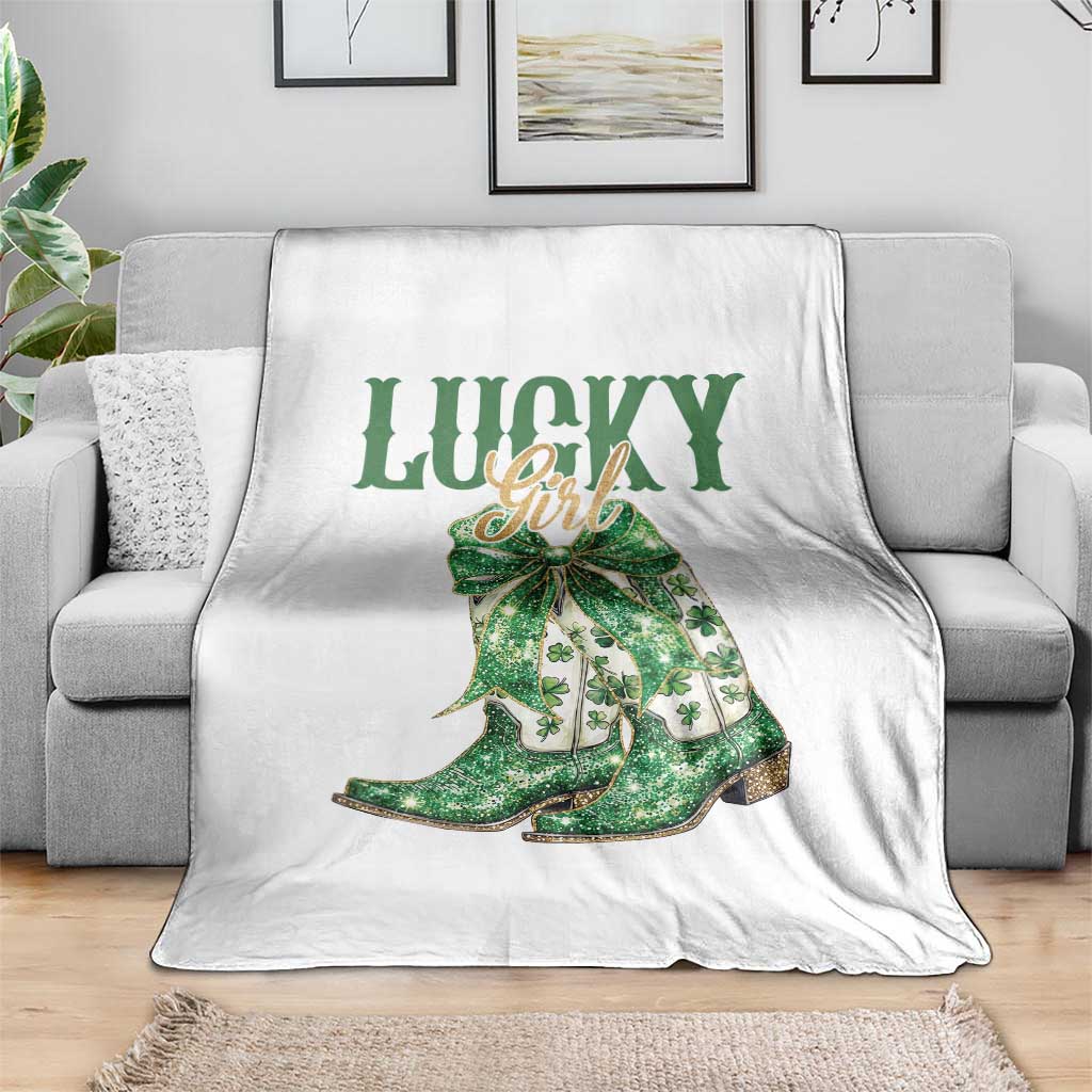 Lucky Cowgirl Throw Blanket Western Irish Cowboy St Patrick Day TS14 Print Your Wear