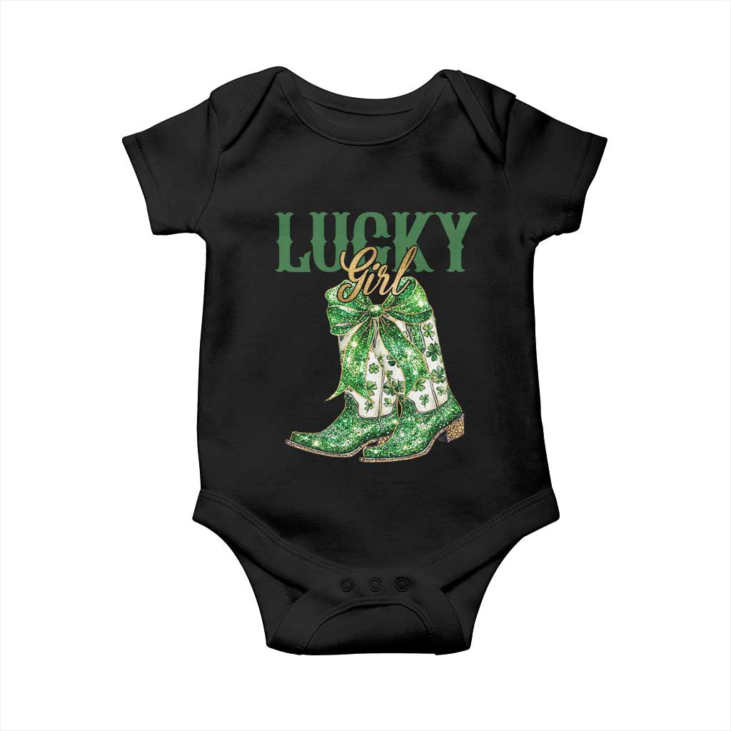 Lucky Cowgirl Baby Onesie Western Irish Cowboy St Patrick Day TS14 Black Print Your Wear