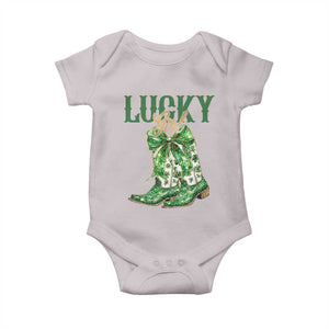 Lucky Cowgirl Baby Onesie Western Irish Cowboy St Patrick Day TS14 Ice Gray Print Your Wear
