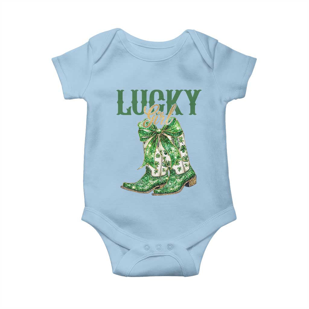 Lucky Cowgirl Baby Onesie Western Irish Cowboy St Patrick Day TS14 Light Blue Print Your Wear