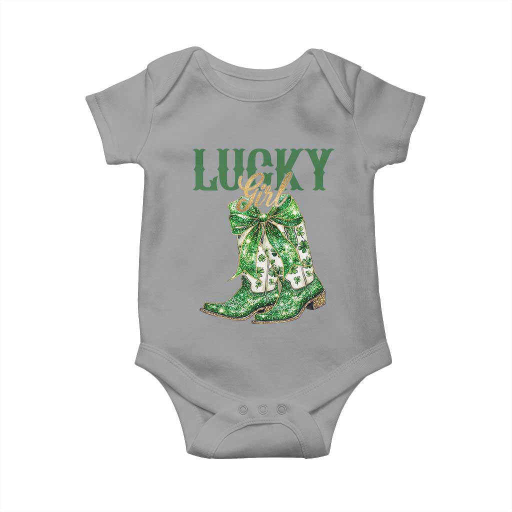 Lucky Cowgirl Baby Onesie Western Irish Cowboy St Patrick Day TS14 Sport Gray Print Your Wear