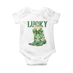 Lucky Cowgirl Baby Onesie Western Irish Cowboy St Patrick Day TS14 White Print Your Wear