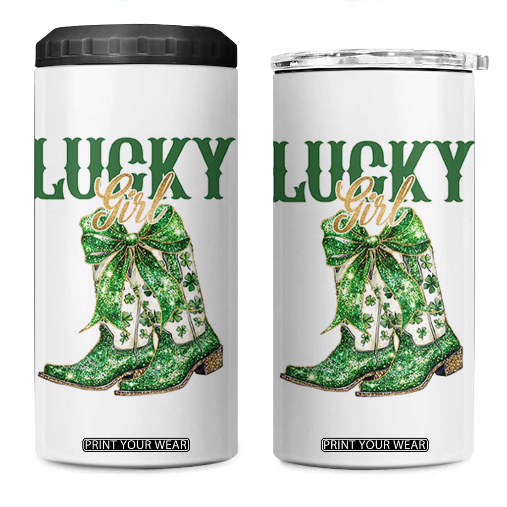 Lucky Cowgirl 4 in 1 Can Cooler Tumbler Western Irish Cowboy St Patrick Day TS14 One Size: 16 oz White Print Your Wear