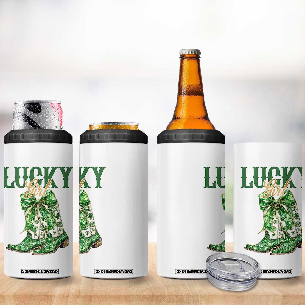Lucky Cowgirl 4 in 1 Can Cooler Tumbler Western Irish Cowboy St Patrick Day TS14 Print Your Wear