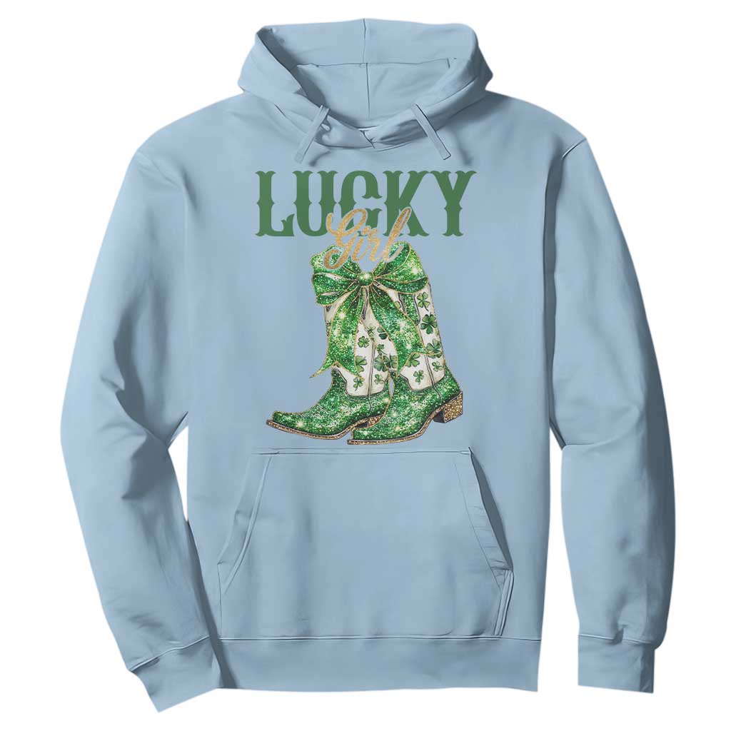 Lucky Cowgirl Hoodie Western Irish Cowboy St Patrick Day TS14 Light Blue Print Your Wear
