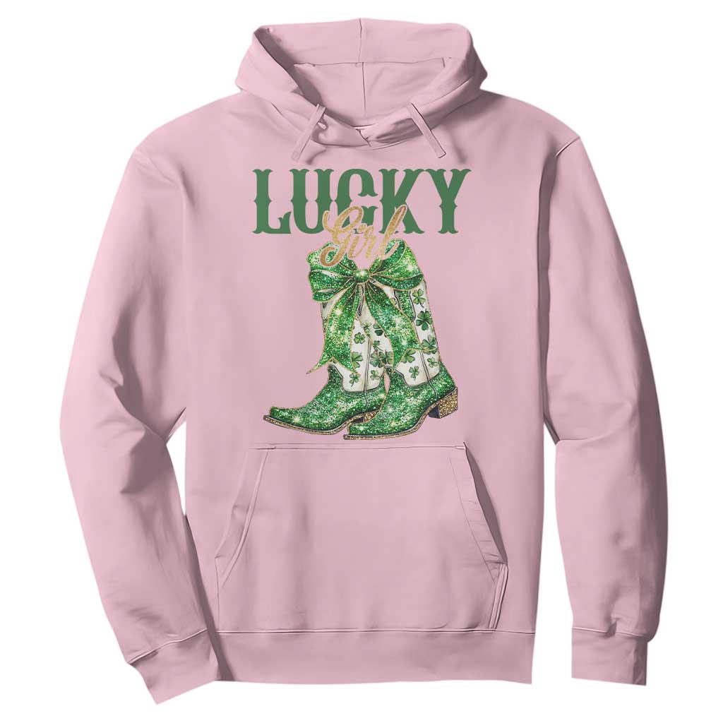 Lucky Cowgirl Hoodie Western Irish Cowboy St Patrick Day TS14 Light Pink Print Your Wear