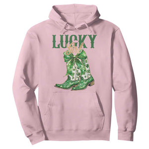 Lucky Cowgirl Hoodie Western Irish Cowboy St Patrick Day TS14 Light Pink Print Your Wear