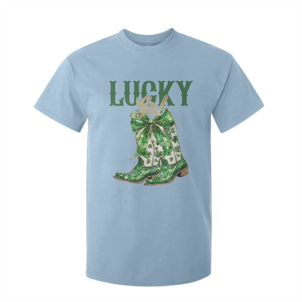 Lucky Cowgirl T Shirt For Kid Western Irish Cowboy St Patrick Day TS14 Light Blue Print Your Wear