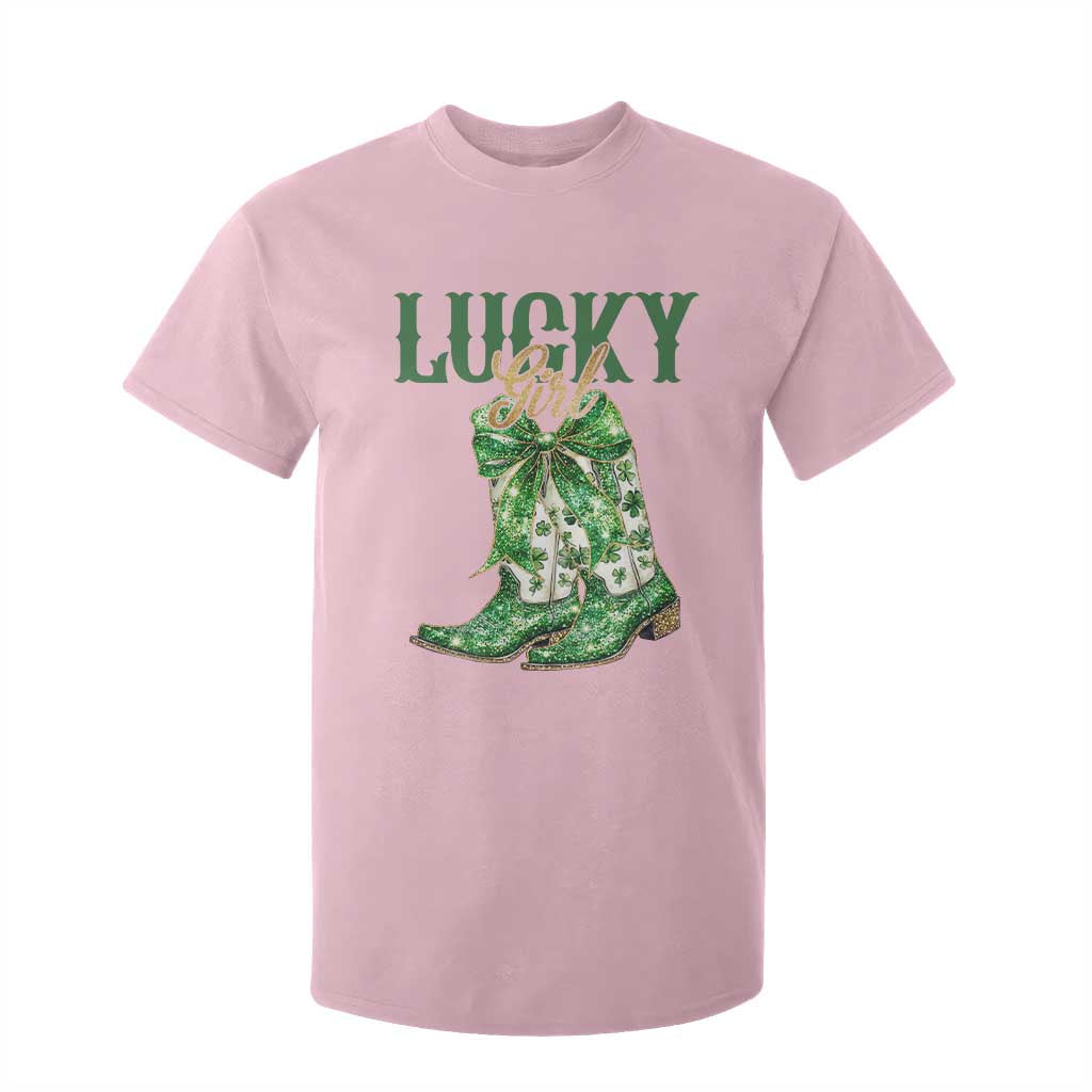 Lucky Cowgirl T Shirt For Kid Western Irish Cowboy St Patrick Day TS14 Light Pink Print Your Wear