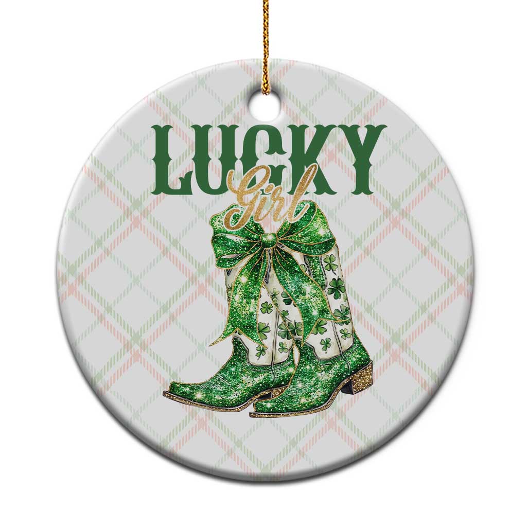 Lucky Cowgirl Ceramic Ornament Western Irish Cowboy St Patrick Day TS14 1pc Christmas Plaid Print Your Wear