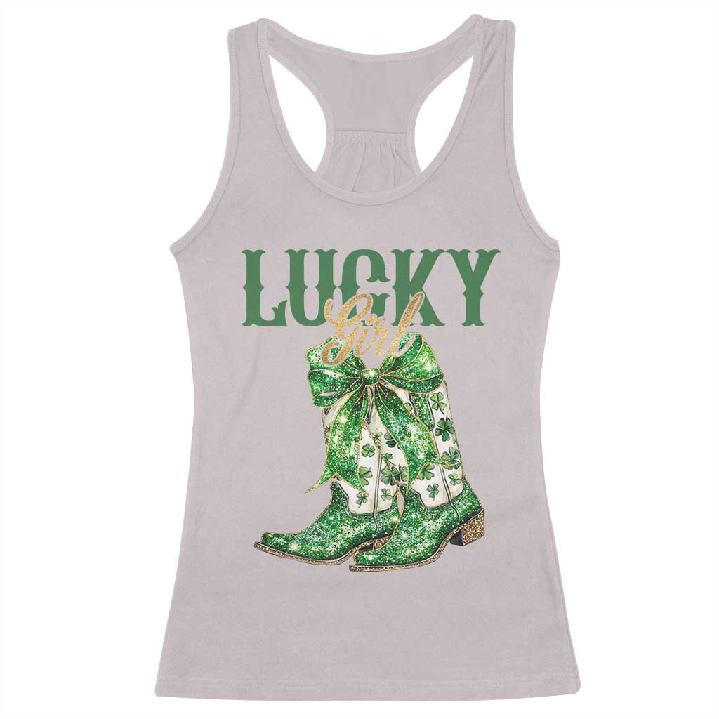Lucky Cowgirl Racerback Tank Top Western Irish Cowboy St Patrick Day TS14 Ice Gray Print Your Wear